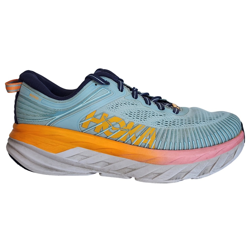Hoka One One Bondi 7 Blue Fog Ombre Running Shoes Womens 9.5 D 1110519